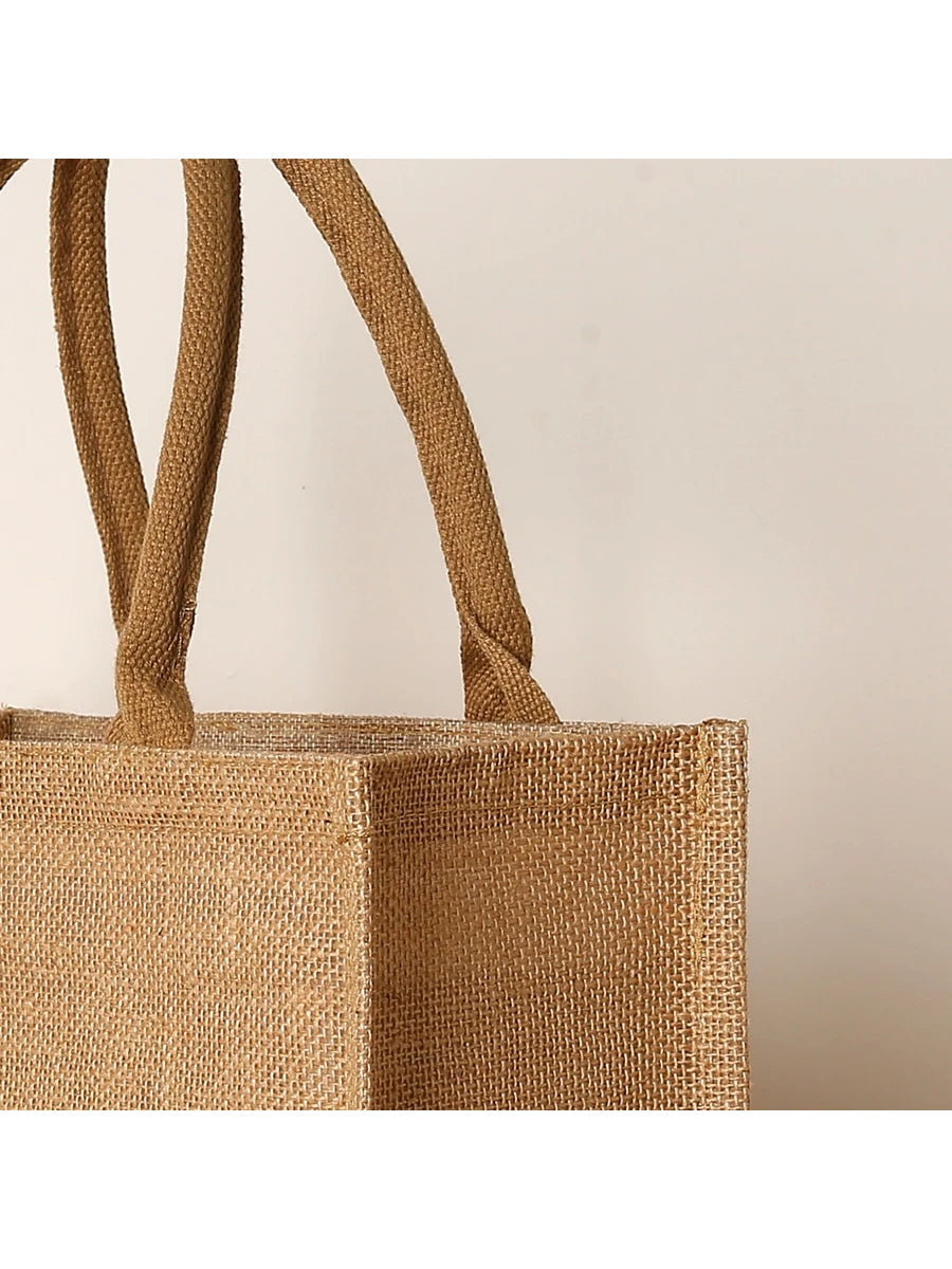 Solid Color Retro Linen Large Capacity Women's Handbag, Reusable For Daily Use, Shopping, Gatherings, Carry-On Bag, Beach Essential