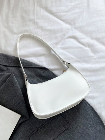 Solid Color Simple & Elegant Shiny Stylish & Cute & Atmospheric Shoulder Bag, Old Money