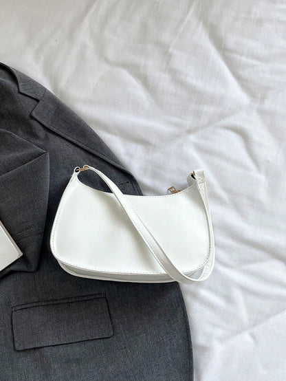Solid Color Simple & Elegant Shiny Stylish & Cute & Atmospheric Shoulder Bag, Old Money