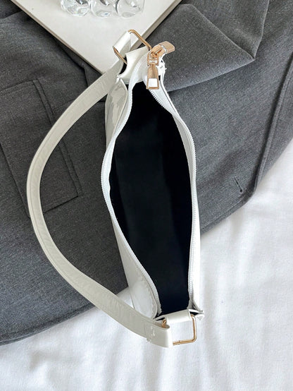 Solid Color Simple & Elegant Shiny Stylish & Cute & Atmospheric Shoulder Bag, Old Money