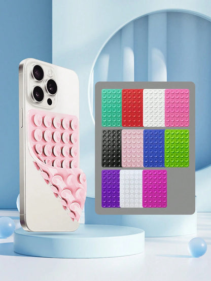 Solid Color Slouchy Phone Holder 40pcs Double-Sided Silicone Suction Cup Phone Holder, Compatible With Iphone And Android Phones, Adjustable Angle, Compact Design, Applicable For Makeup, Dance, Fitnes