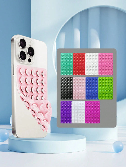 Solid Color Slouchy Phone Holder 40pcs Double-Sided Silicone Suction Cup Phone Holder, Compatible With Iphone And Android Phones, Adjustable Angle, Compact Design, Applicable For Makeup, Dance, Fitnes