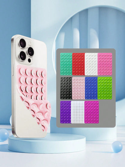 Solid Color Slouchy Phone Holder 40pcs Double-Sided Silicone Suction Cup Phone Holder, Compatible With Iphone And Android Phones, Adjustable Angle, Compact Design, Applicable For Makeup, Dance, Fitnes