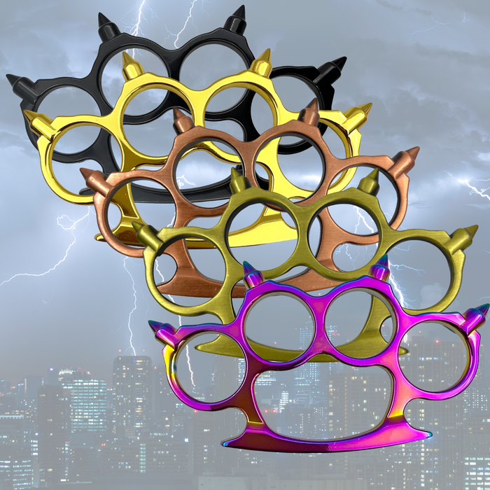 Solid Steel Knuckle Dusters - Spiked Brass Knuckles - Your Choice Color