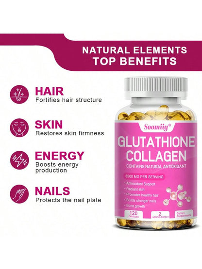 SOOMIIG Glutathione Supplement With Collagen MIlk Thistle- L-Glutathione- Antioxidant Support- Liver Support- 120 Softgels