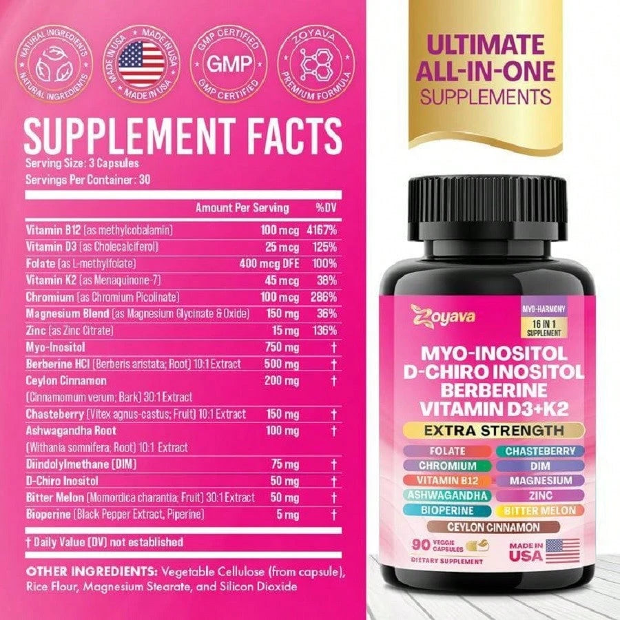 Soothe & Smooth Bundle- Zoyava Cortisol And Myo-Inositol All-In-One Dietary Supplement- Multivitamin Combo With Extra Strength Ingredients For Fitness & Healthcare- MADE IN USA Vitamins Supplements