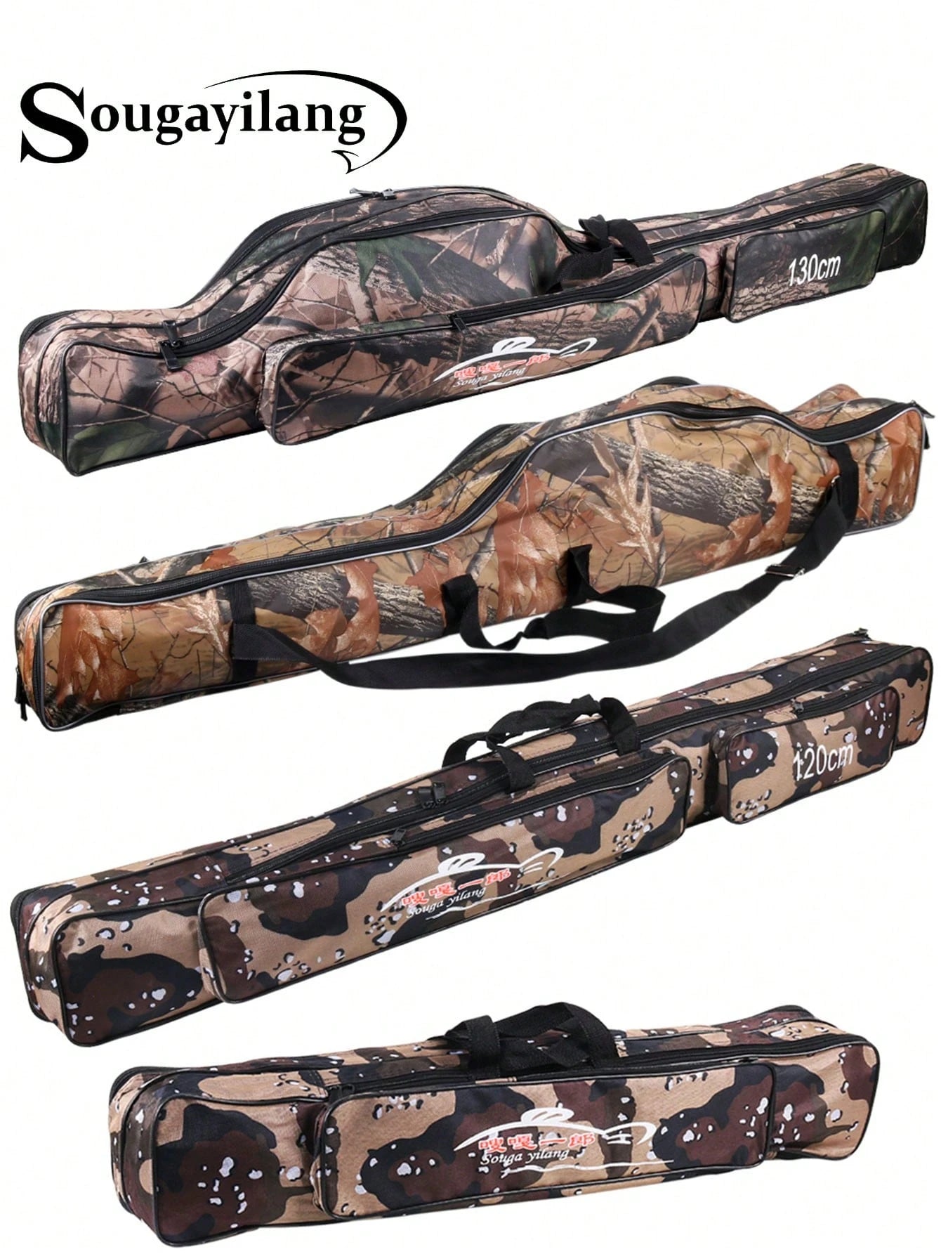 SOUGAYILANG Folding Fishing Rod Case Organizer Pole Storage Bag Rod Reel Tackle Carrier Fishing Rod Bag Fishing Case