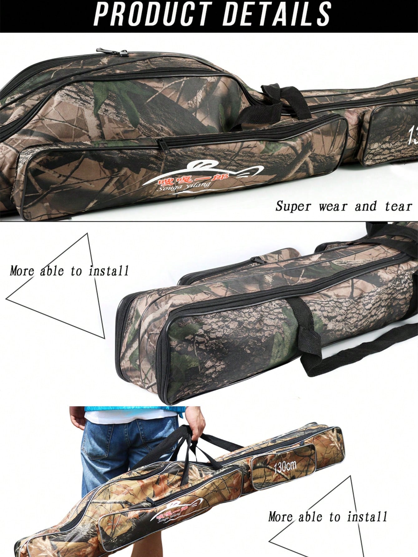 SOUGAYILANG Folding Fishing Rod Case Organizer Pole Storage Bag Rod Reel Tackle Carrier Fishing Rod Bag Fishing Case