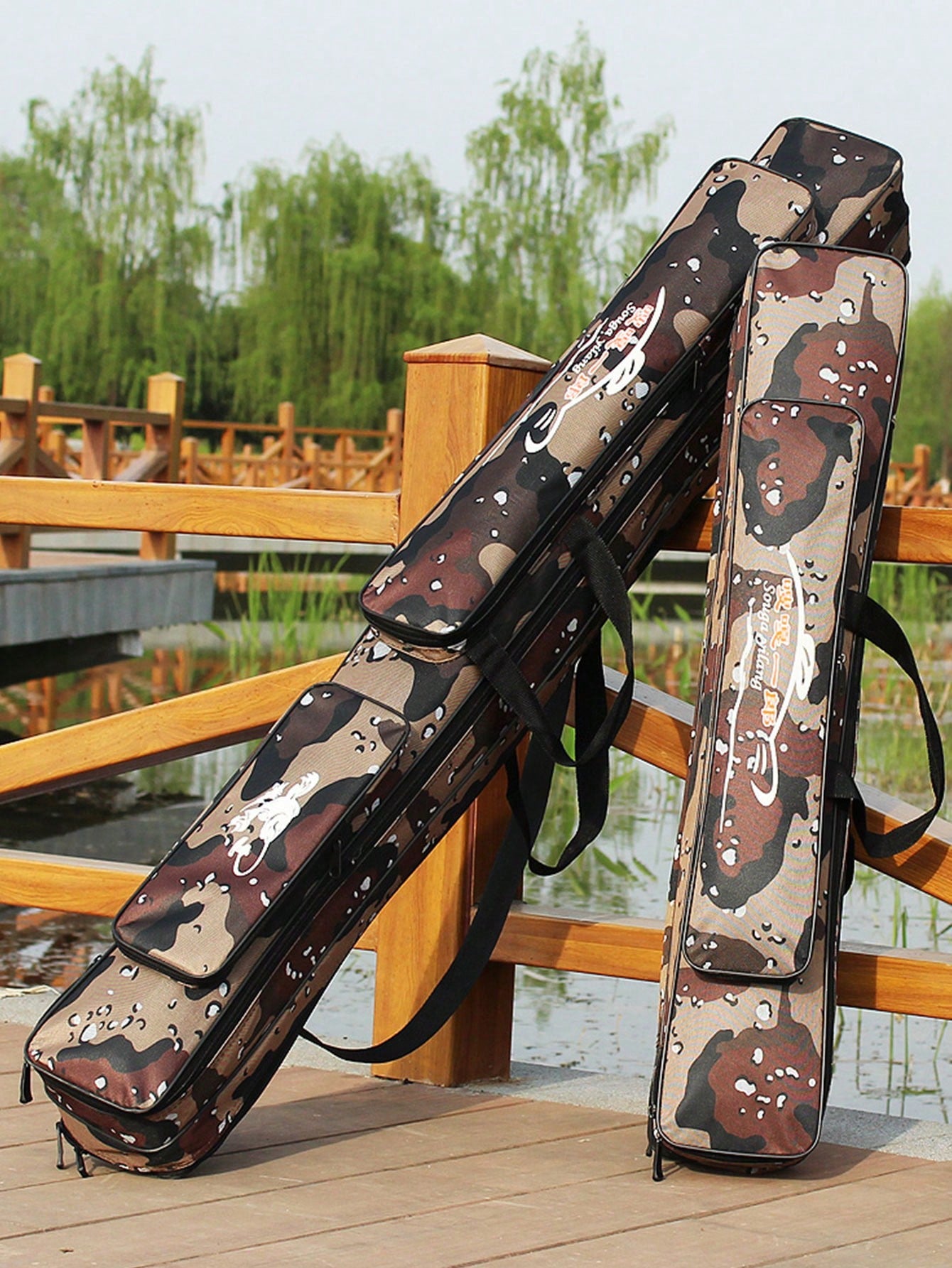 SOUGAYILANG Folding Fishing Rod Case Organizer Pole Storage Bag Rod Reel Tackle Carrier Fishing Rod Bag Fishing Case