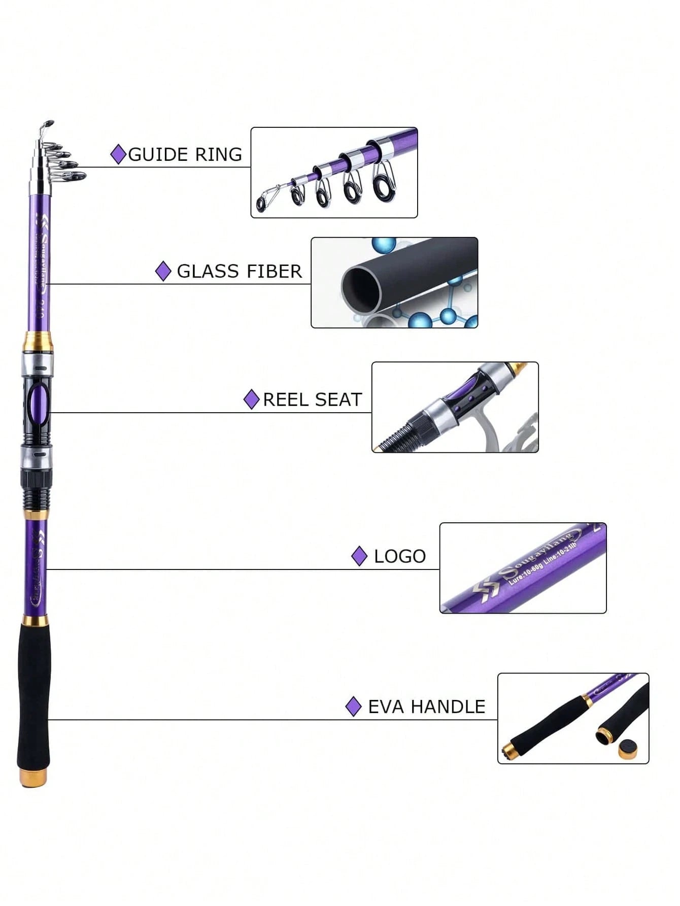 SOUGAYILANG Telescopic Fishing Rod Saltwater Fishing Rod Portable Travel Fishing