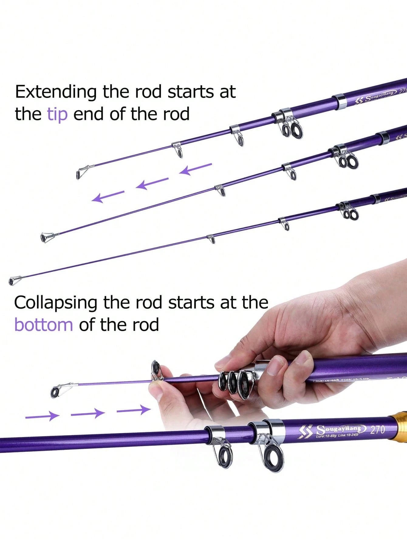 SOUGAYILANG Telescopic Fishing Rod Saltwater Fishing Rod Portable Travel Fishing