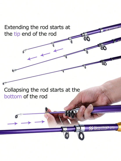 SOUGAYILANG Telescopic Fishing Rod Saltwater Fishing Rod Portable Travel Fishing