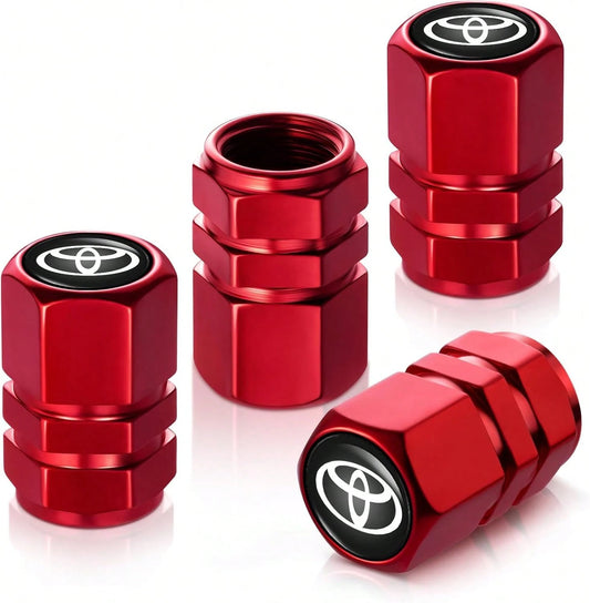 SOUL OF BALI Tire Valve Stem Caps, Compatible With Toyota Series Stem Cap Universal Car Air Cover Car Accessories For Cars, SUV, Truck, Motorcycles 4pcs (Red)