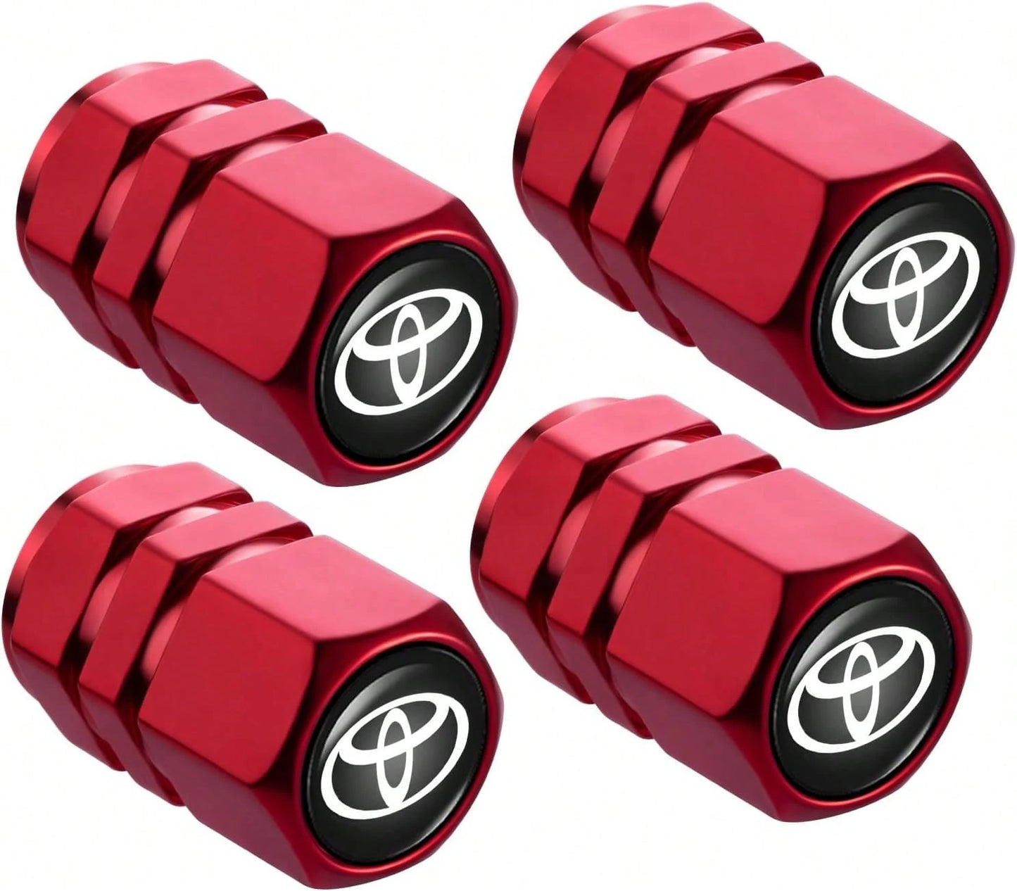 SOUL OF BALI Tire Valve Stem Caps, Compatible With Toyota Series Stem Cap Universal Car Air Cover Car Accessories For Cars, SUV, Truck, Motorcycles 4pcs (Red)