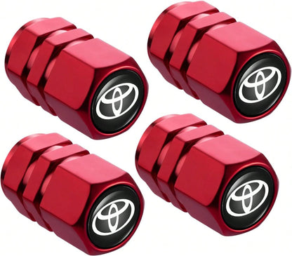 SOUL OF BALI Tire Valve Stem Caps, Compatible With Toyota Series Stem Cap Universal Car Air Cover Car Accessories For Cars, SUV, Truck, Motorcycles 4pcs (Red)
