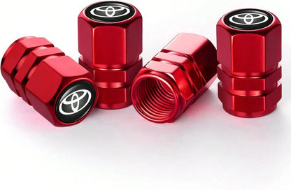 SOUL OF BALI Tire Valve Stem Caps, Compatible With Toyota Series Stem Cap Universal Car Air Cover Car Accessories For Cars, SUV, Truck, Motorcycles 4pcs (Red)