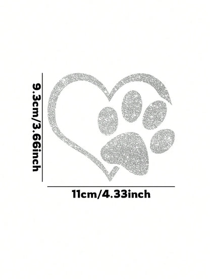 Sparkling Dog Paws Car Sticker, Creative Decal For Car Rear, Suitable For Laptops, Luggage, Phone Cases And Other Surfaces To Enhance The Premium Ambiance Of Vehicles