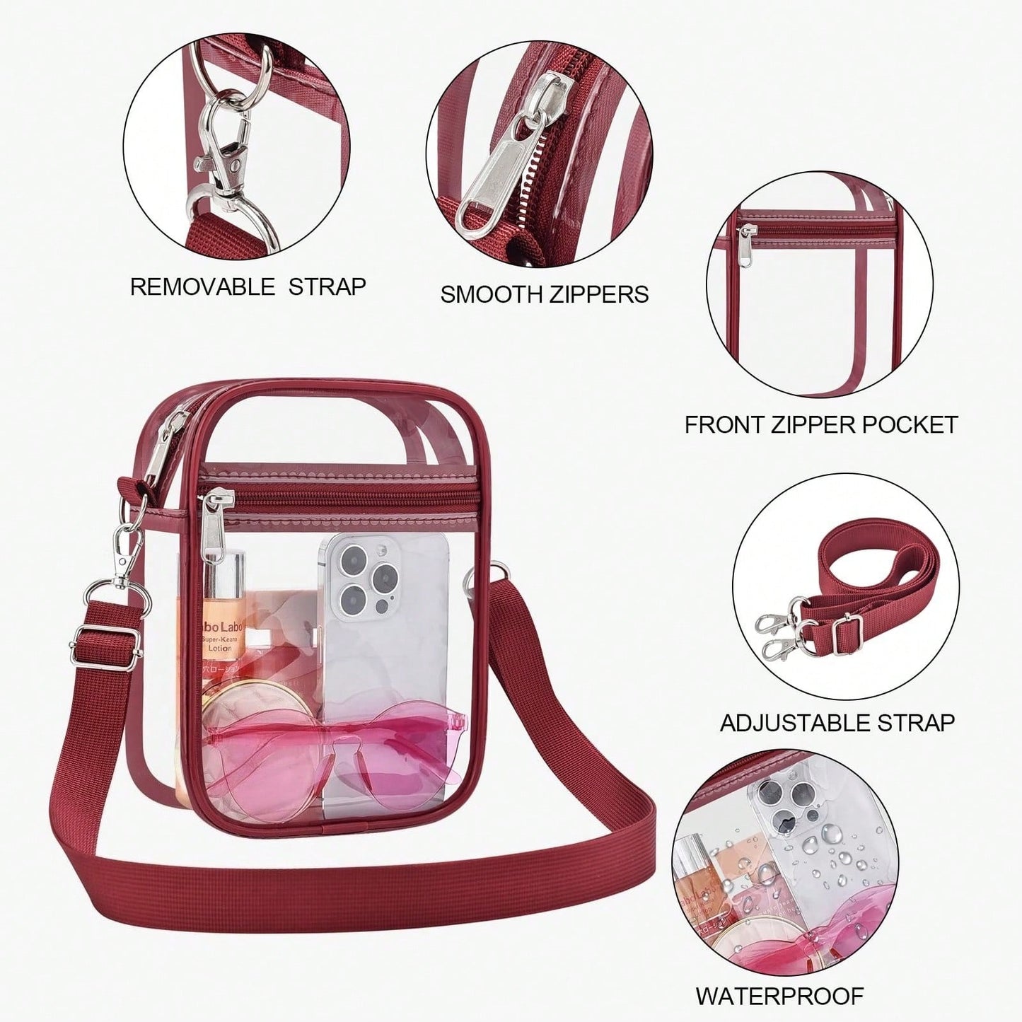Sporting Clear Bag-Clear For Women Crossbody Messenger Bag For Concerts Sporting Events ﻿