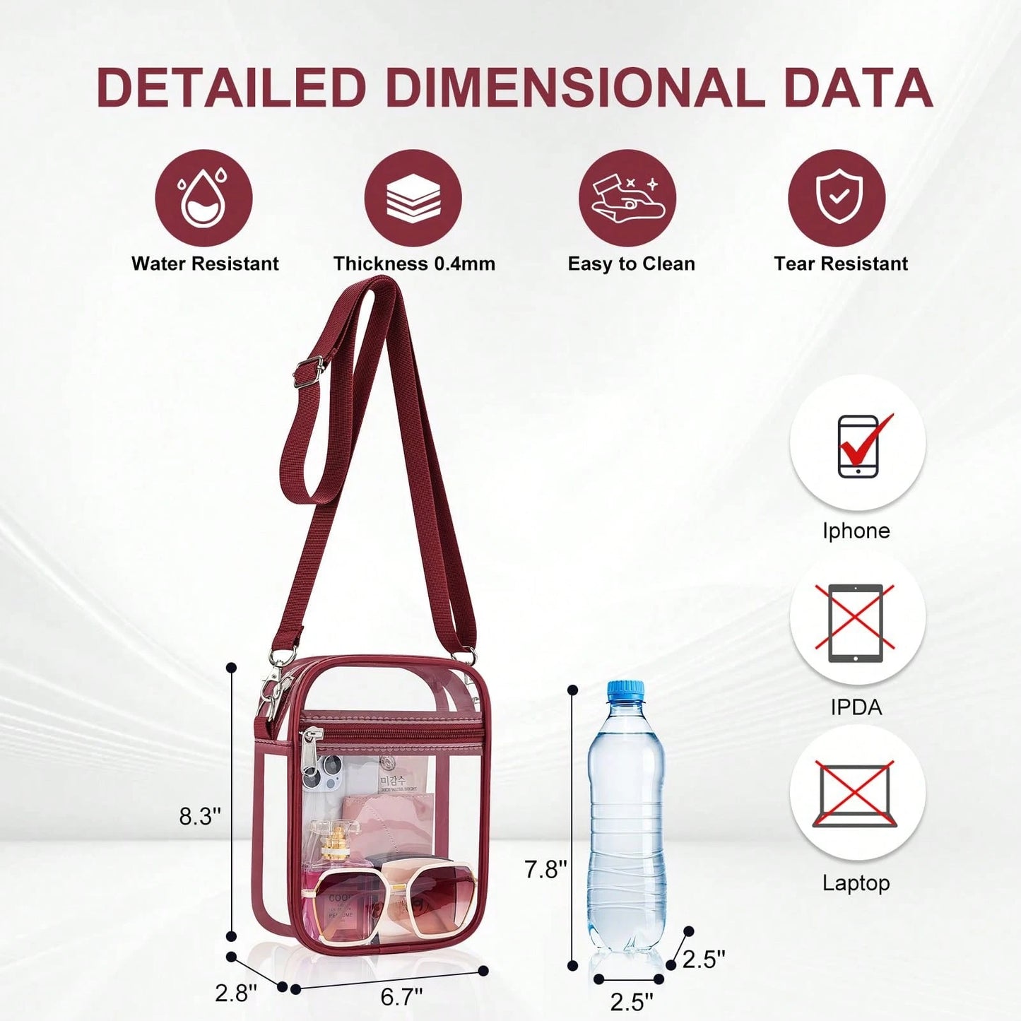 Sporting Clear Bag-Clear For Women Crossbody Messenger Bag For Concerts Sporting Events ﻿