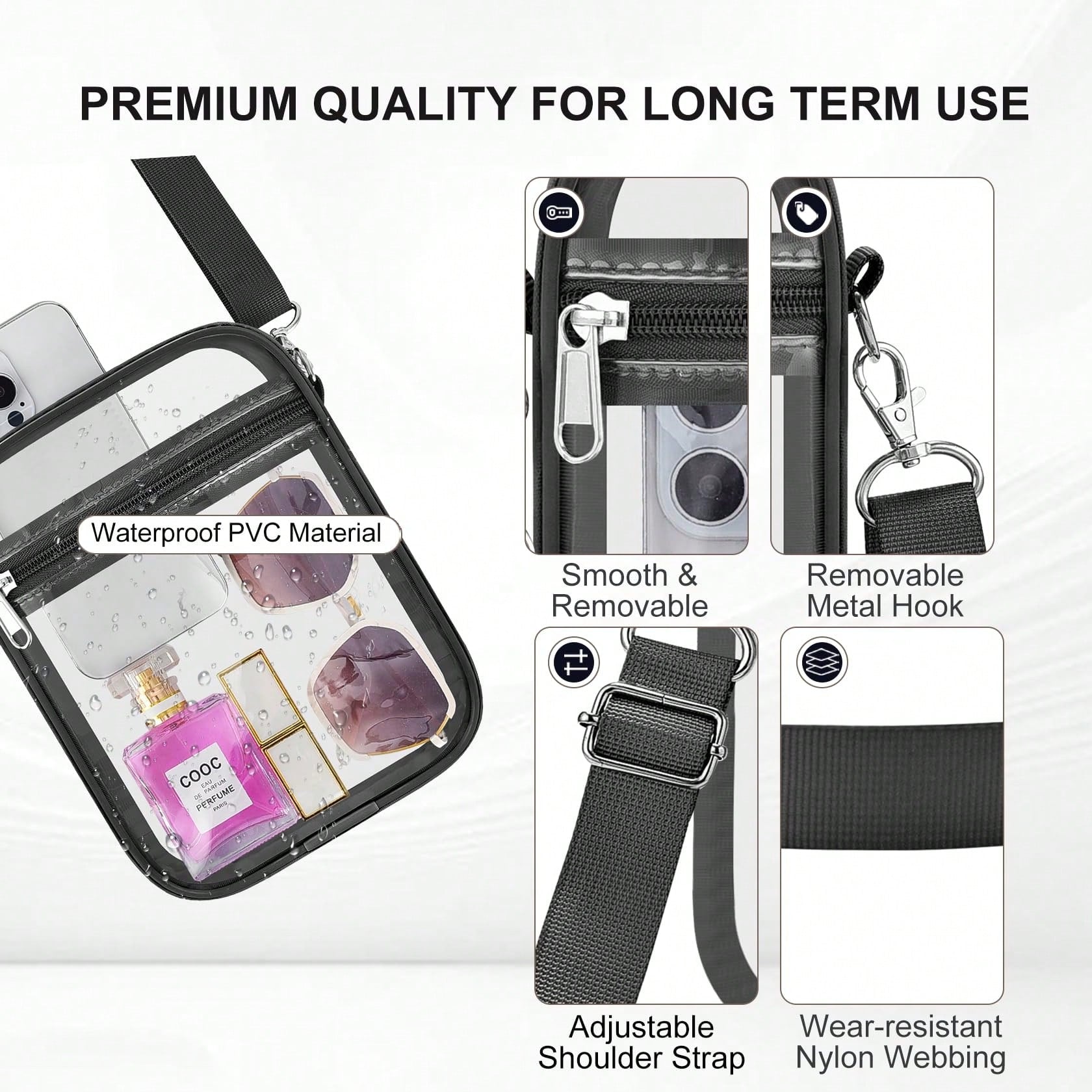 Sporting Clear Bag-Clear For Women Crossbody Messenger Bag For Concerts Sporting Events ﻿