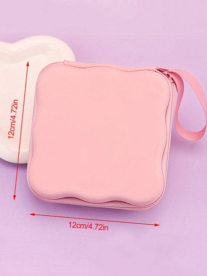Square Wave Pattern Large Capacity Data Cable Organizer Bag, Suitable For Camera Charger, Earphones, Portable Travel Digital, Cute Cartoon & Solid Color For Summer Holiday Travel, Outdoor Activities T
