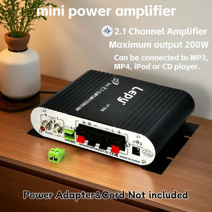 ST-838 Car Power Amplifier 2.1 Channel 400W 12V Car Audio System Stereo Subwoofer Aluminum Alloy Shell Simple Installation (Silver/Black)