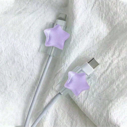 Star/Bow Knot Protective Case Compatible With IPhone Anti-Bending Data Cable Nan Cable Protector Charger Accessories Phone Accessories
