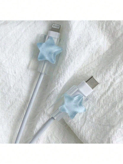 Star/Bow Knot Protective Case Compatible With IPhone Anti-Bending Data Cable Nan Cable Protector Charger Accessories Phone Accessories