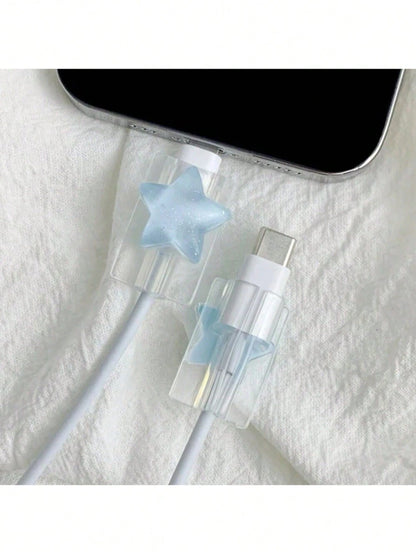 Star/Bow Knot Protective Case Compatible With IPhone Anti-Bending Data Cable Nan Cable Protector Charger Accessories Phone Accessories