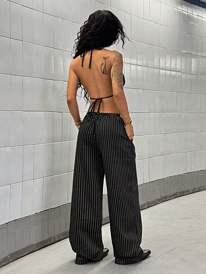 StreetHx Women Casual Solid Color Top And Pants 2 Pieces Set