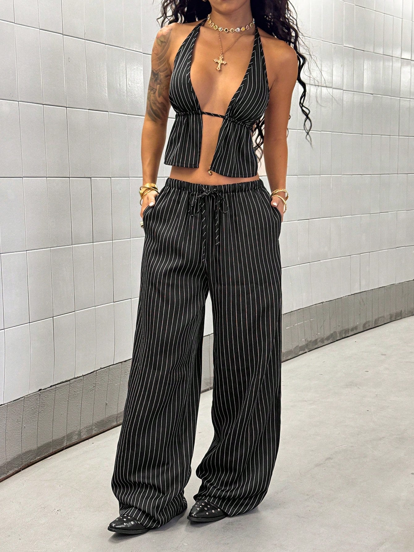 StreetHx Women Casual Solid Color Top And Pants 2 Pieces Set