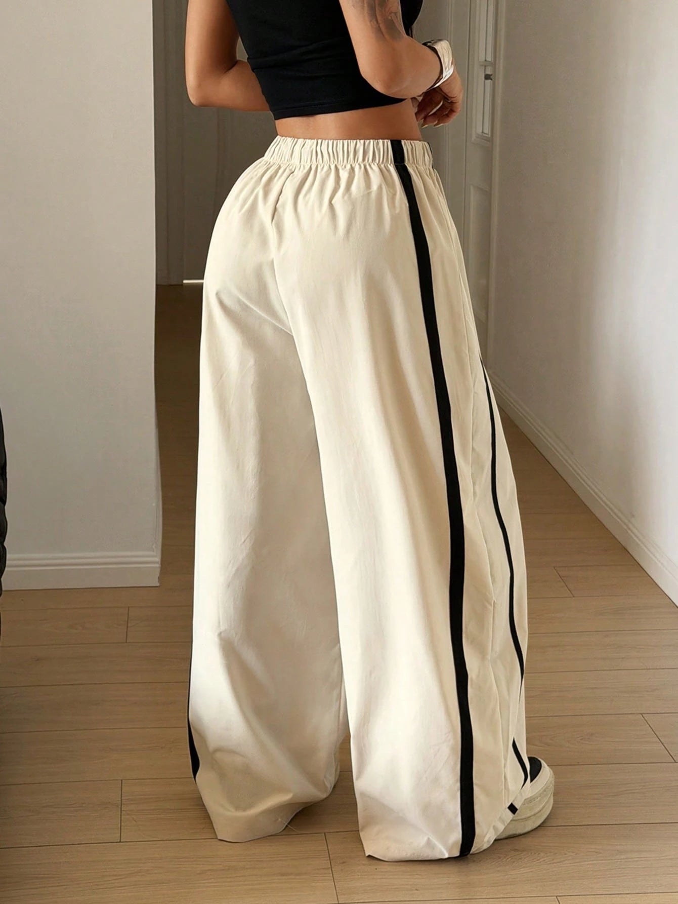 StreetHx Women's Drawstring Waist Wide Leg Casual Loose Sports Barrel Leg Pants