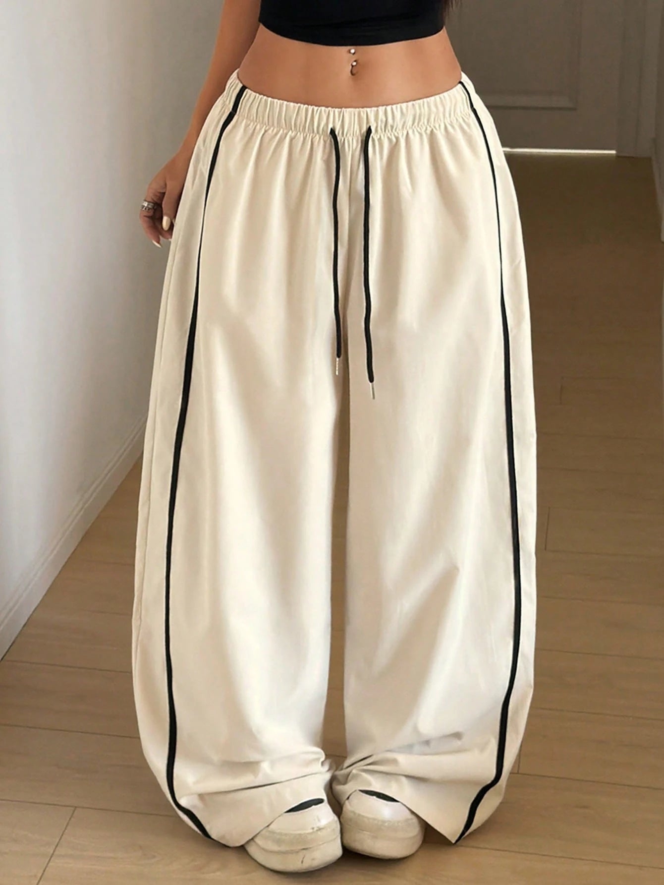 StreetHx Women's Drawstring Waist Wide Leg Casual Loose Sports Barrel Leg Pants