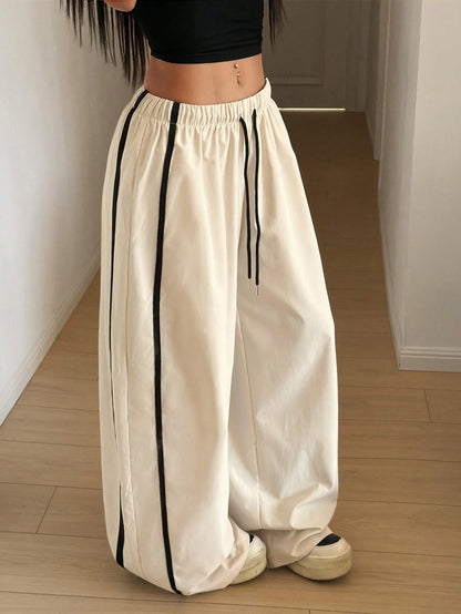 StreetHx Women's Drawstring Waist Wide Leg Casual Loose Sports Barrel Leg Pants