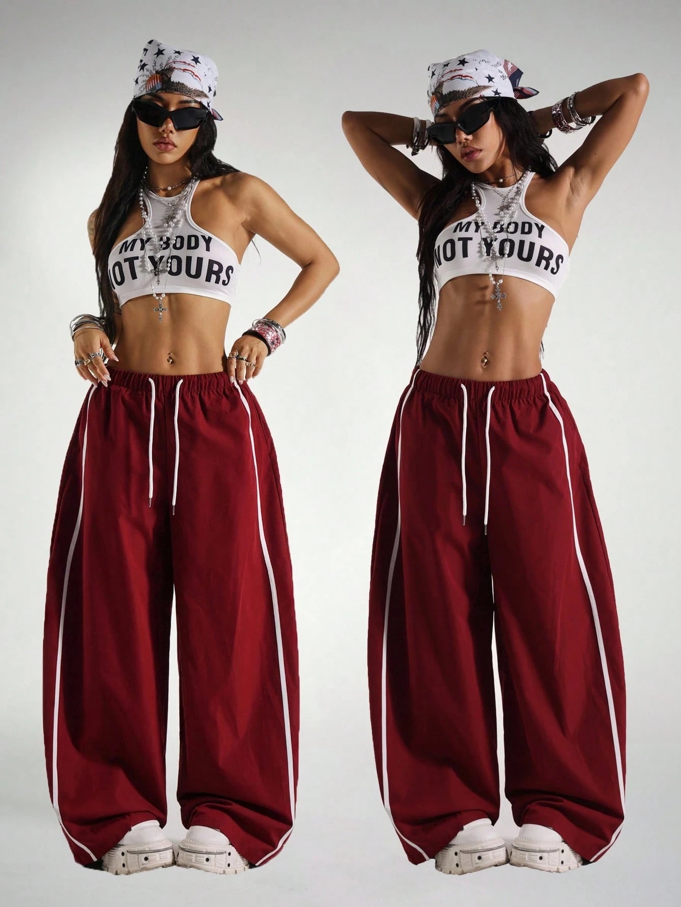 StreetHx Women's Drawstring Waist Wide Leg Casual Loose Sports Barrel Leg Pants