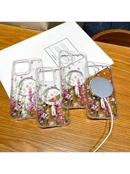 Stylish Flower Design Pattern Mobile Phone Case, Support Wireless Charging, Non-Slip And Shock-Proof Protection, Your Mobile Phone Fits Accurately, Suitable For IPhone17 PRO MAX 11 12 13 14 15 Pro Max