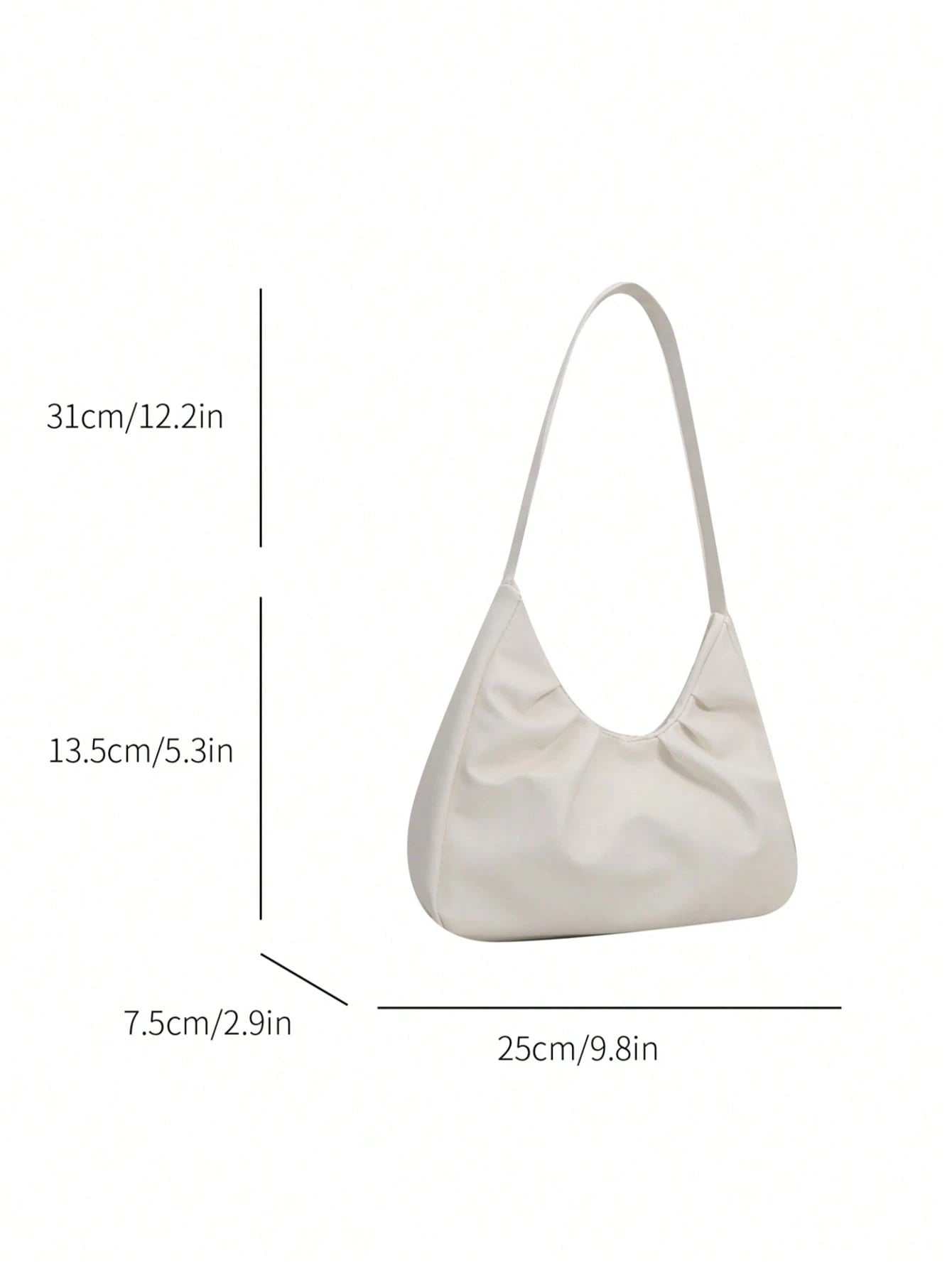Stylish Shoulder Bag, New Solid Color Pleated Fresh Handbag With Quality Underarm Design, Suitable For Spring & Autumn, Beach Bag, Office, Cream Bag