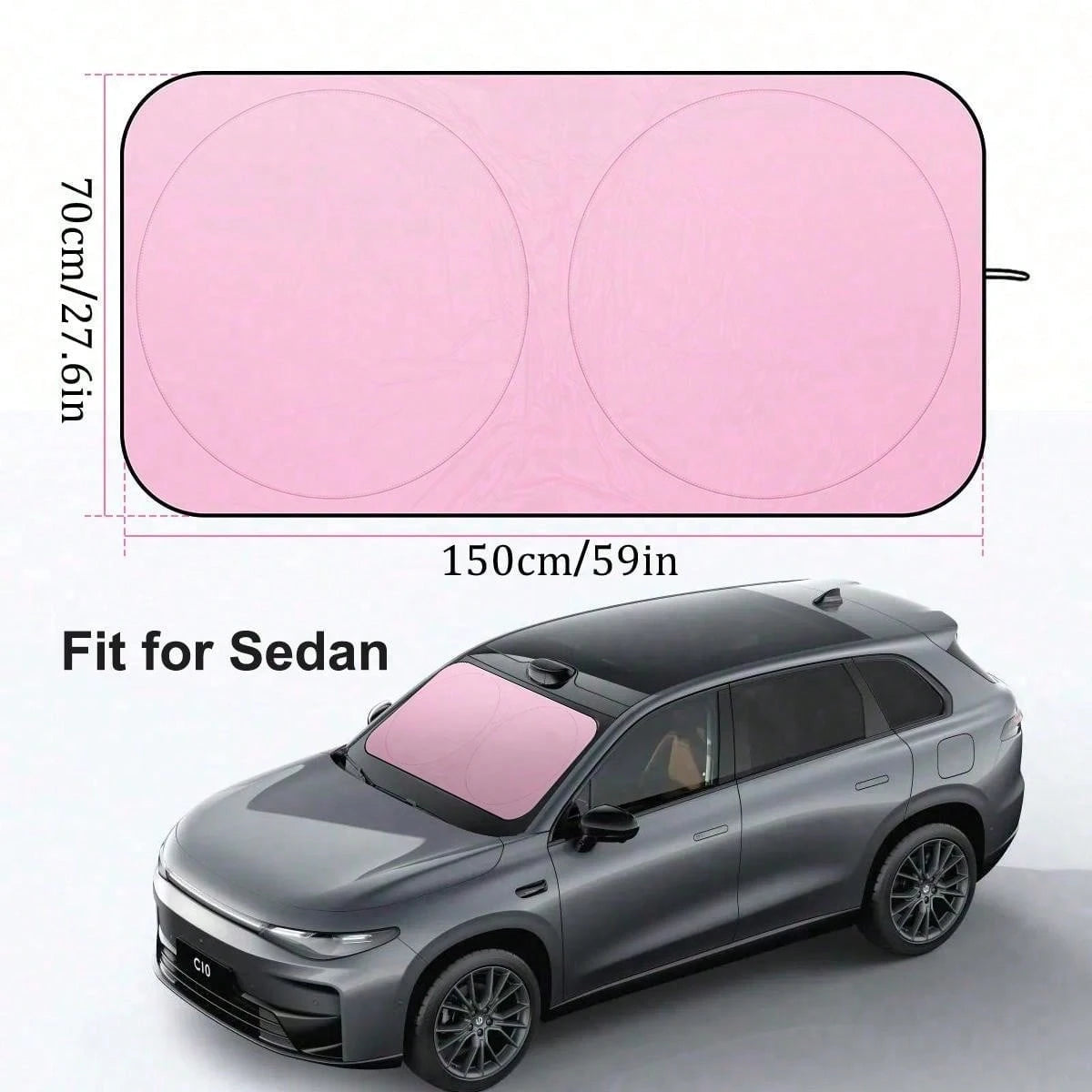 Suitable For Cars And Suv, This Light Pink Car Windshield Sunshade Can Be Folded And Has A Protective Device For The Sun Visor. It Can Block Ultraviolet Rays And Keep The Vehicle Cool.