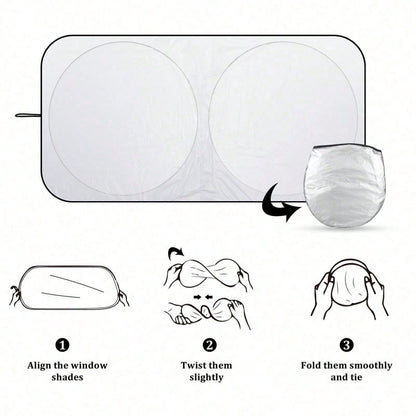 Suitable For Cars And Suv, This Light Pink Car Windshield Sunshade Can Be Folded And Has A Protective Device For The Sun Visor. It Can Block Ultraviolet Rays And Keep The Vehicle Cool.