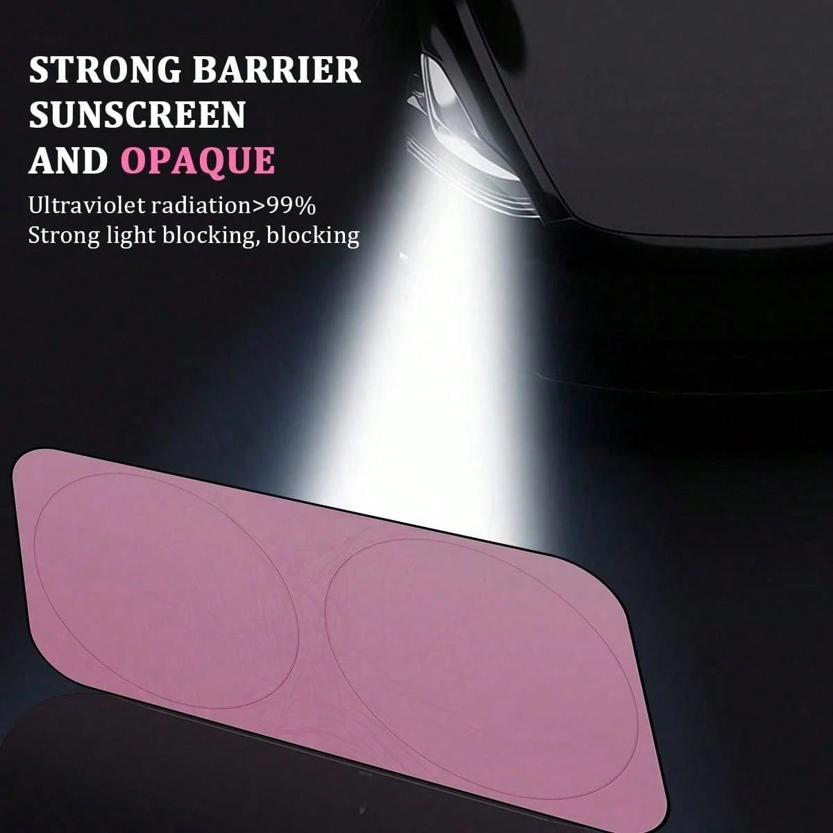 Suitable For Cars And Suv, This Light Pink Car Windshield Sunshade Can Be Folded And Has A Protective Device For The Sun Visor. It Can Block Ultraviolet Rays And Keep The Vehicle Cool.