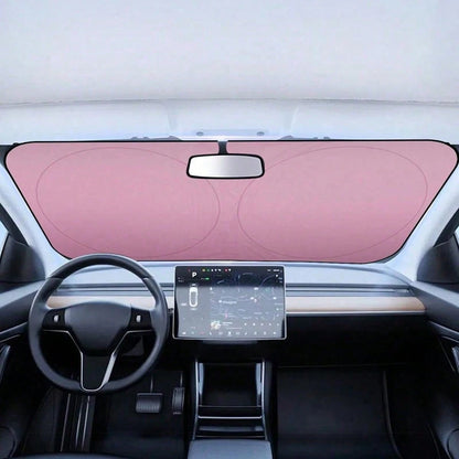 Suitable For Cars And Suv, This Light Pink Car Windshield Sunshade Can Be Folded And Has A Protective Device For The Sun Visor. It Can Block Ultraviolet Rays And Keep The Vehicle Cool.