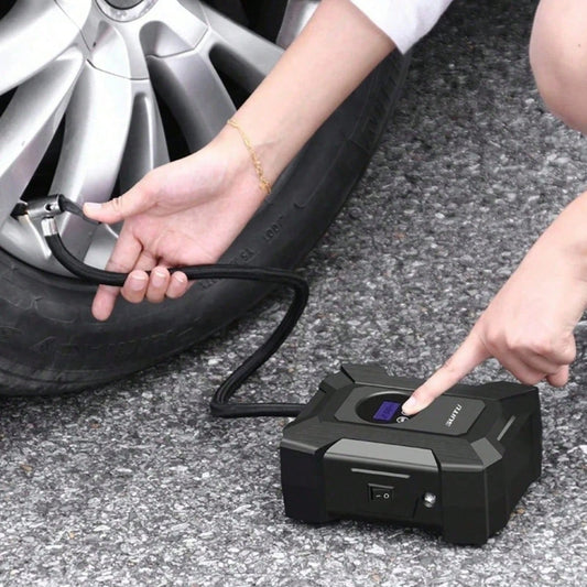 SUITU 12V 120W Portable Tire Inflator Pump With Pressure Gauge And LED Emergency Light, Mini Car Air Compressor, Handheld Automotive Tire Pump, Car Accessories