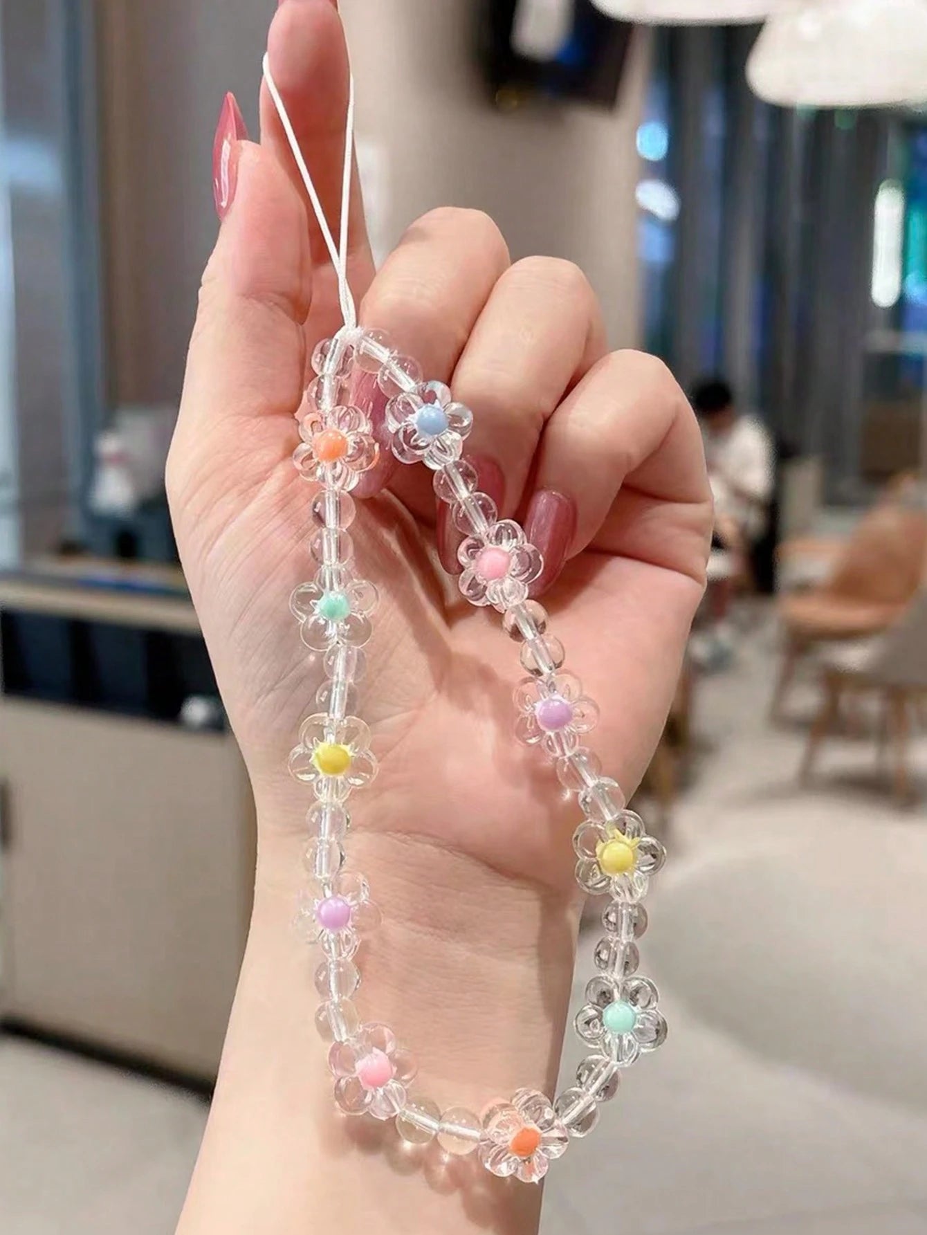 Summer Cute Romantic Colorful Flower Crystal Phone Lanyard Suitable For Selfie Back To School Gifts Gifts For Mother, Family, Friends, Birthday, Holiday Phone Charm, Phone Chain