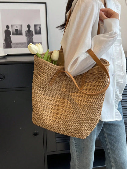 Summer Straw Woven Beach Bag Large Capacity Handbag Vacation Style Simple Versatile Women's Bag
