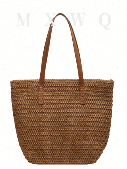 Summer Straw Woven Beach Bag Large Capacity Handbag Vacation Style Simple Versatile Women's Bag