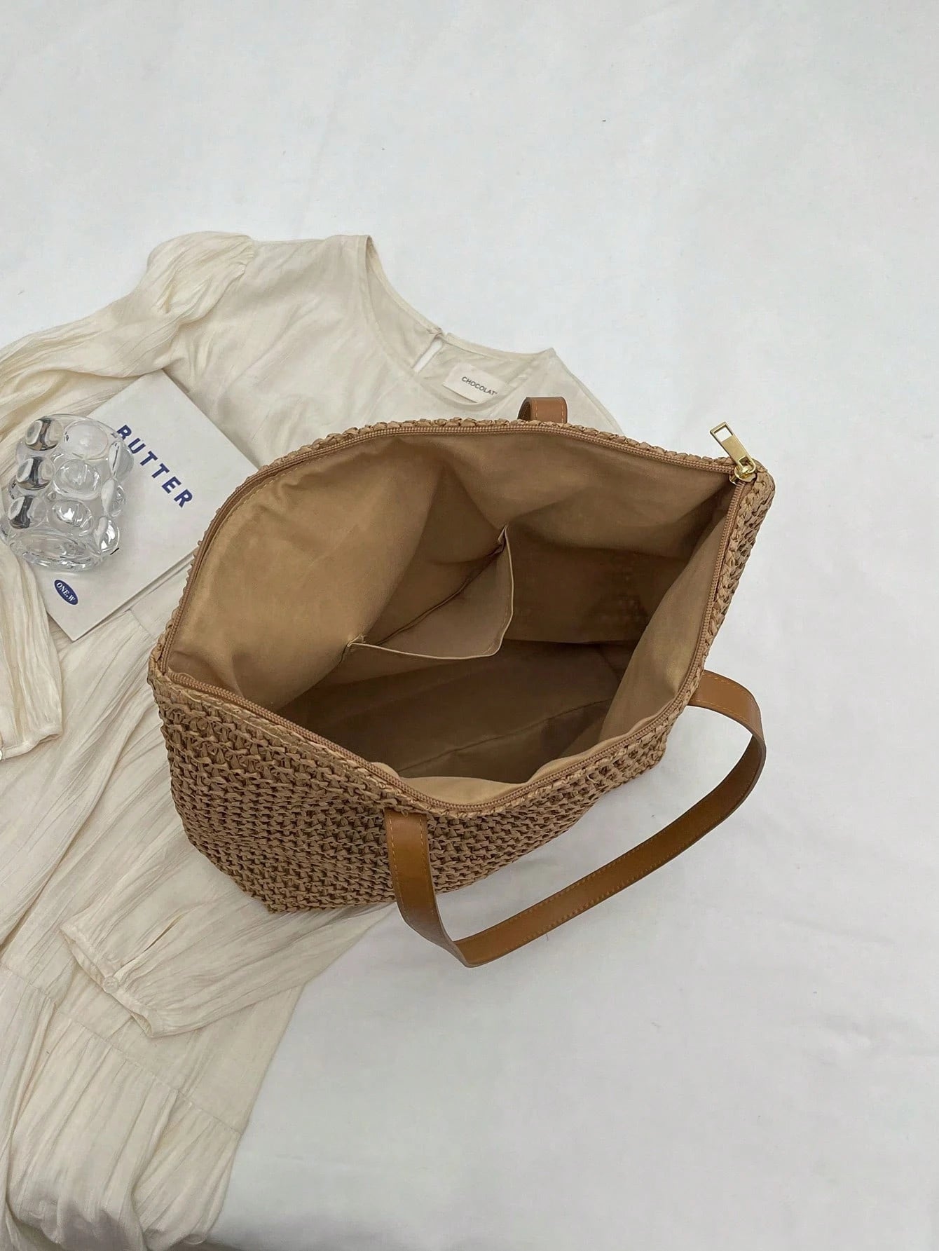 Summer Straw Woven Beach Bag Large Capacity Handbag Vacation Style Simple Versatile Women's Bag