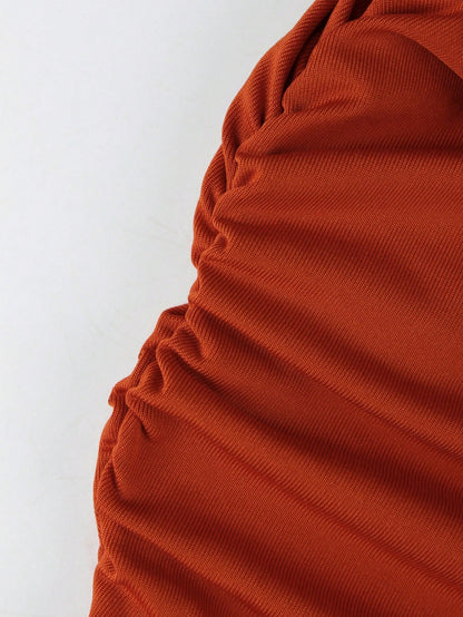 Summer Vacation Party Women's Outdoor Festival Celebration Dress, Waist Tie Sexy Street Wear Orange Dress Elegant