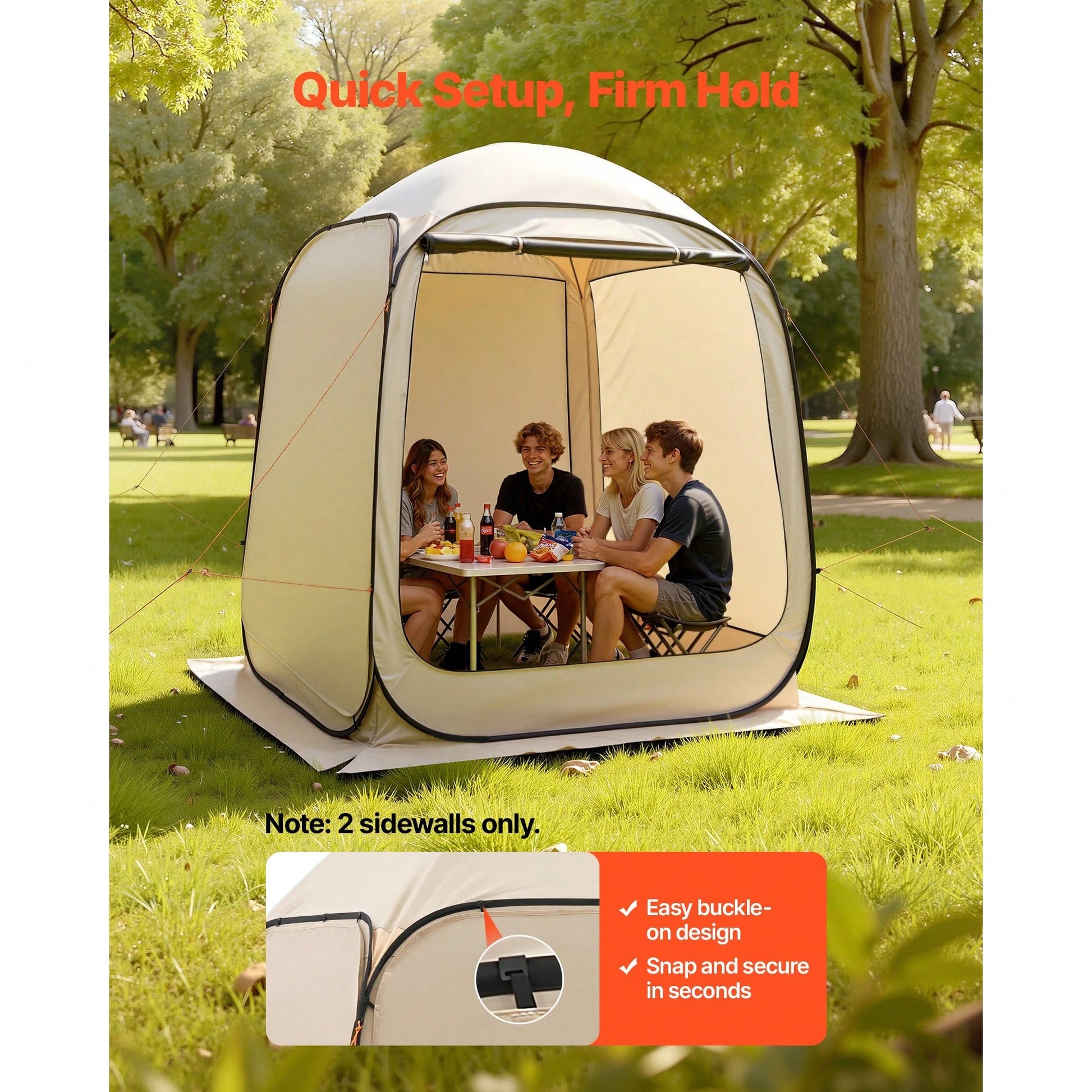Sun Shade Sail Canopy Covers, Fit For 6 X 6 Ft Screen House Tent, Sun Protection, 5.51 X 5.71 Ft 300D Oxford Silver-Coated Fabric, Pack Of 2 (Not Include Tent), For Outdoor Activities, Beige