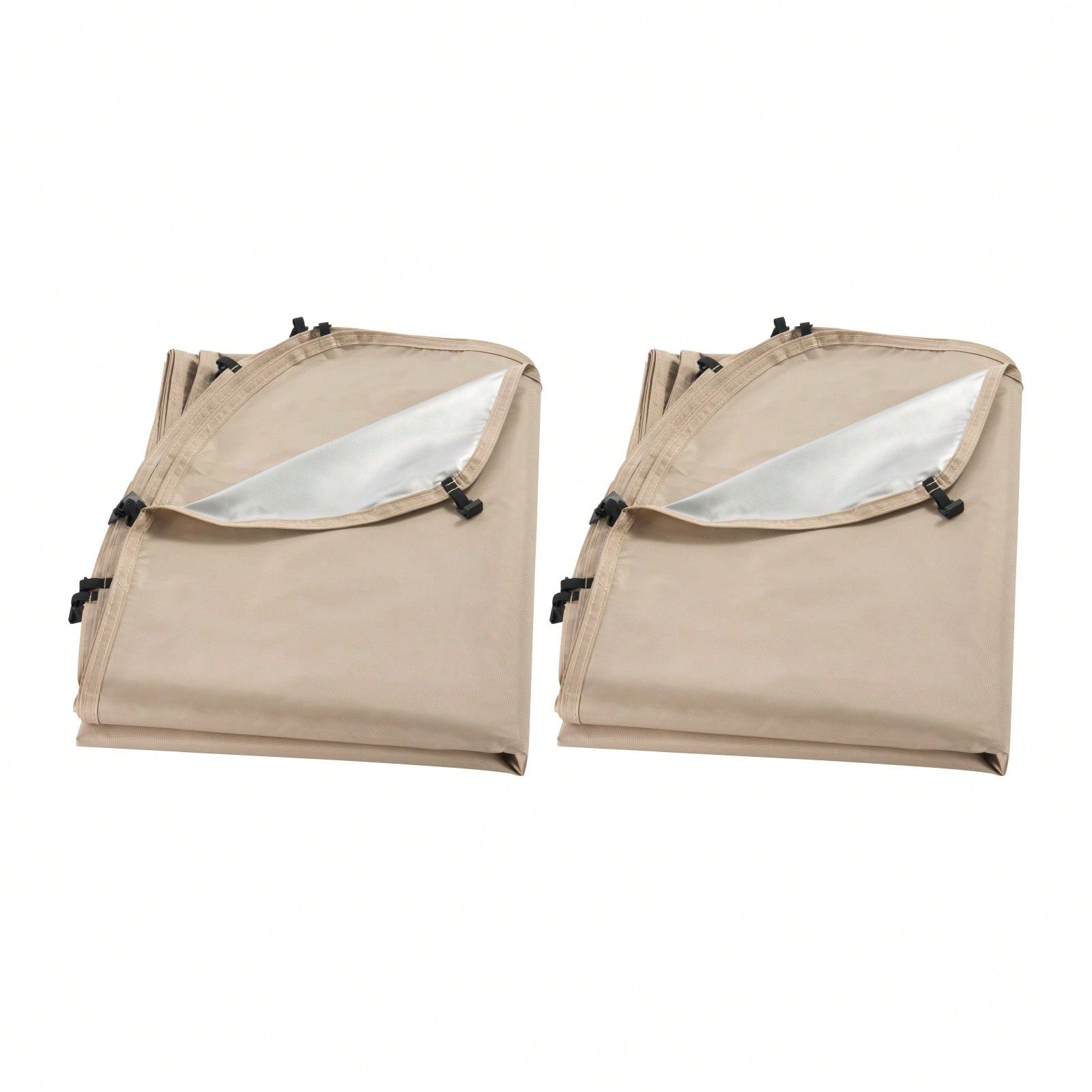 Sun Shade Sail Canopy Covers, Fit For 6 X 6 Ft Screen House Tent, Sun Protection, 5.51 X 5.71 Ft 300D Oxford Silver-Coated Fabric, Pack Of 2 (Not Include Tent), For Outdoor Activities, Beige