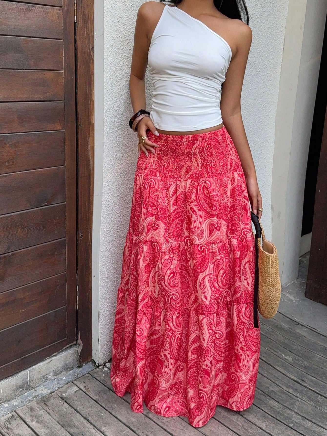 Sunnyshic Women's Bohemian Print Skirt, Casual Holiday Daily Wear